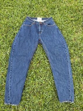 One Teaspoon Barrel Jeans Curved Leg Mid Rise Blue Denim Size 26 Worn Once